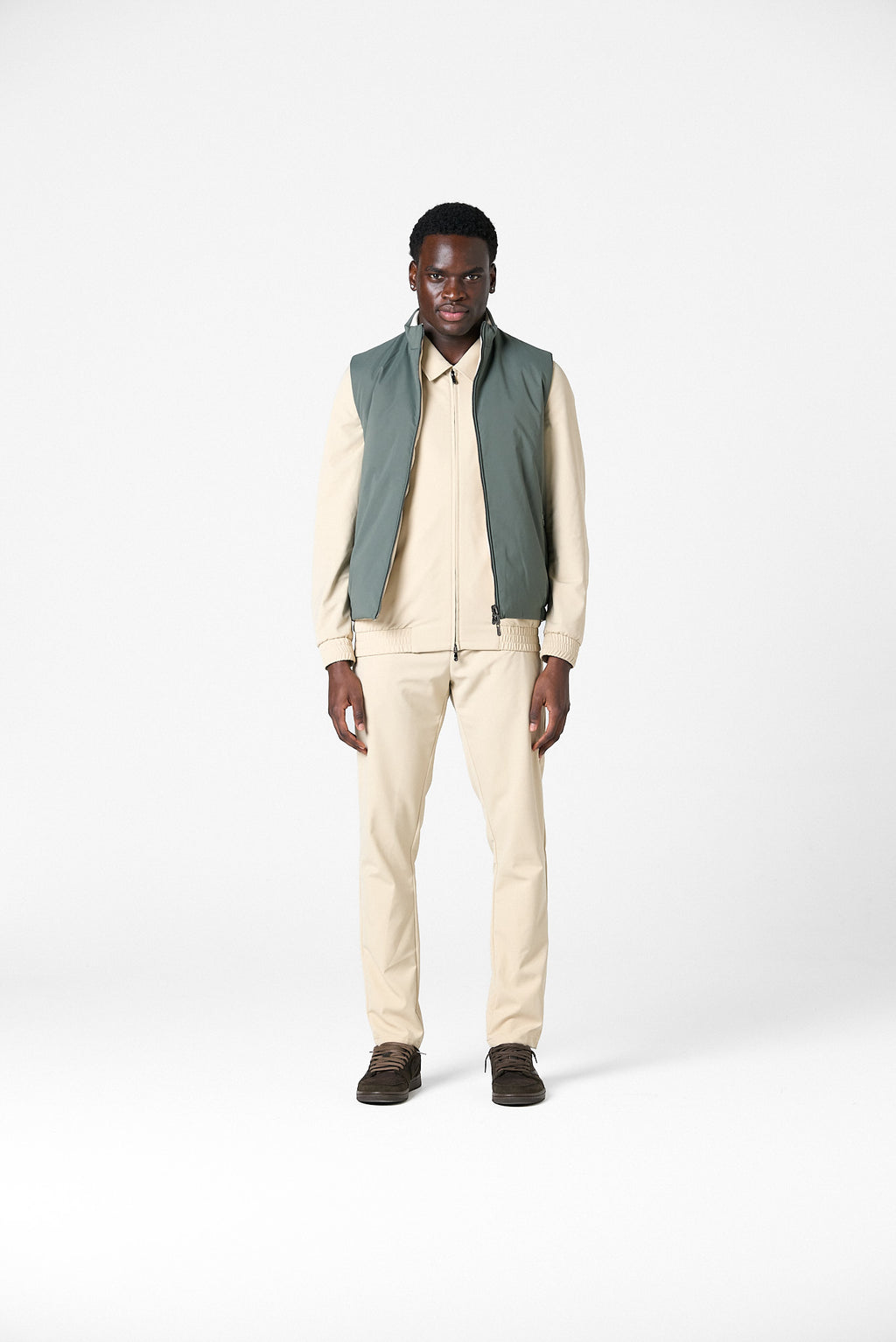 REFLECTION BODY WARMER - GREEN/BEIGE