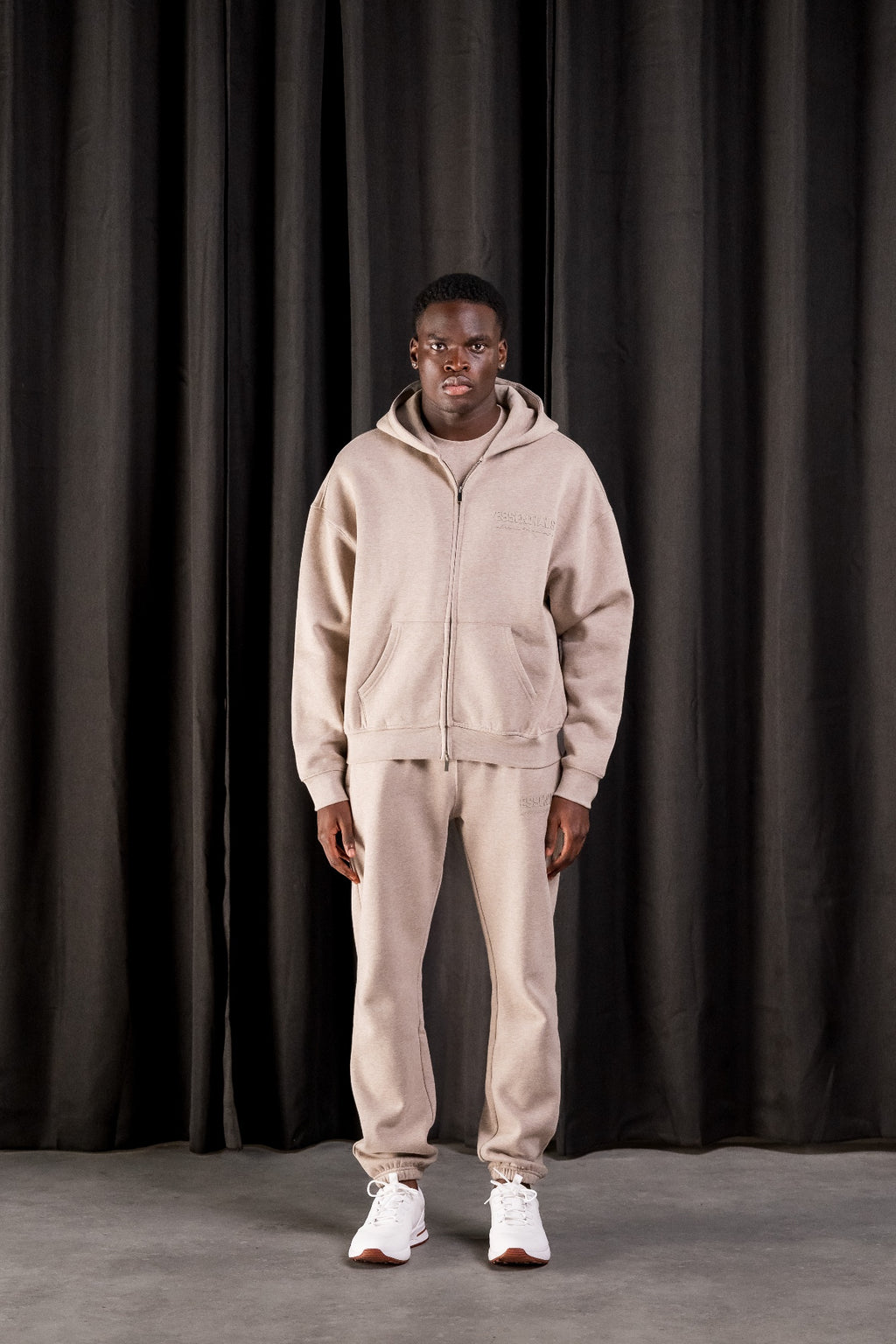 BASIC ZIPPER TRACKSUIT - DARK BEIGE