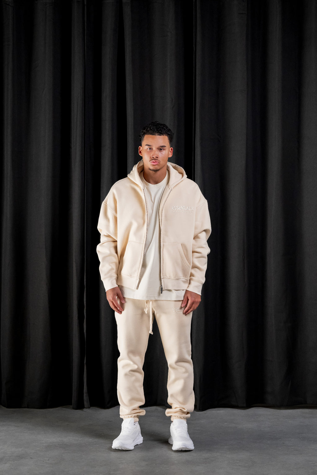 BASIC ZIPPER TRACKSUIT - BEIGE