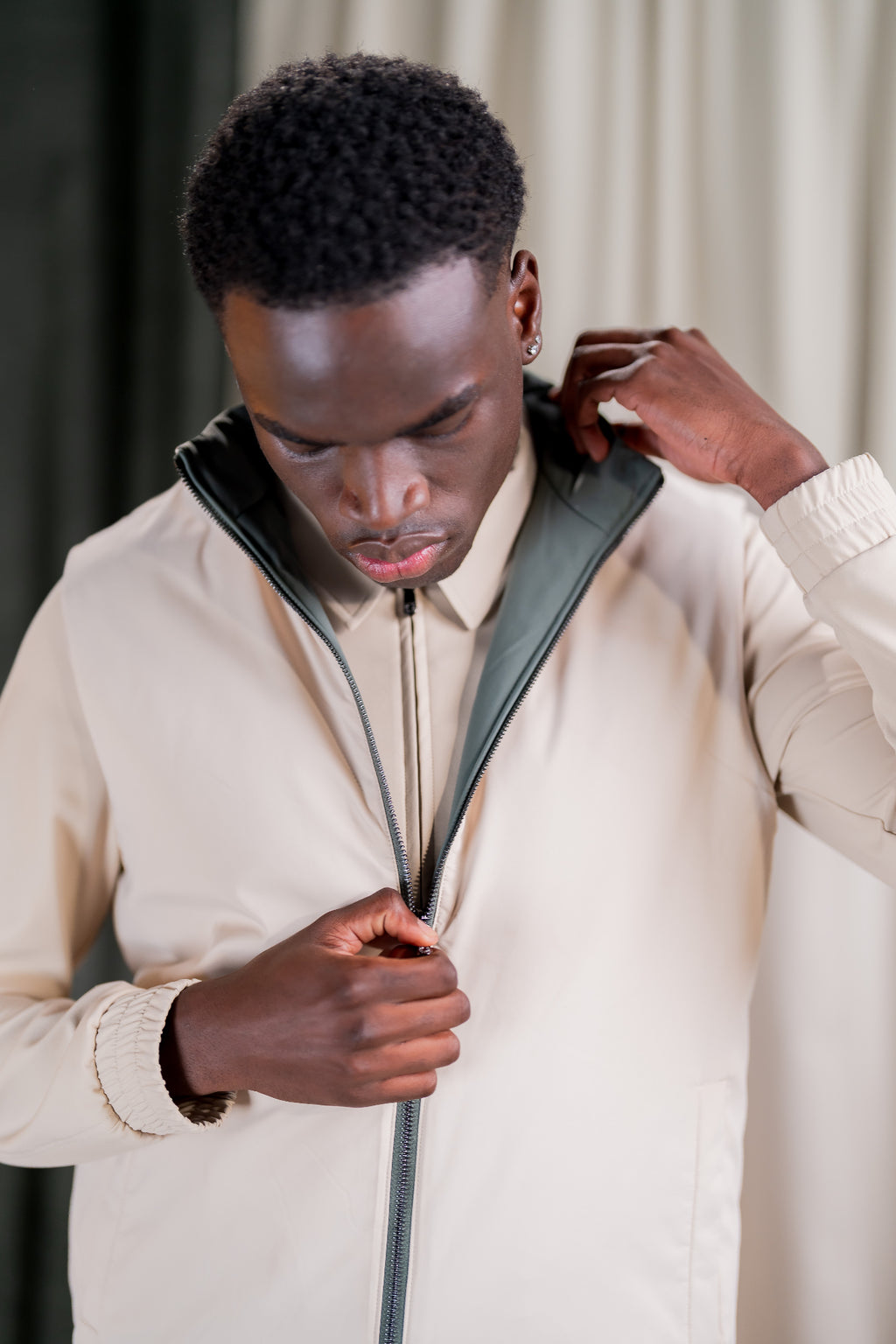 REFLECTION BODY WARMER - GREEN/BEIGE