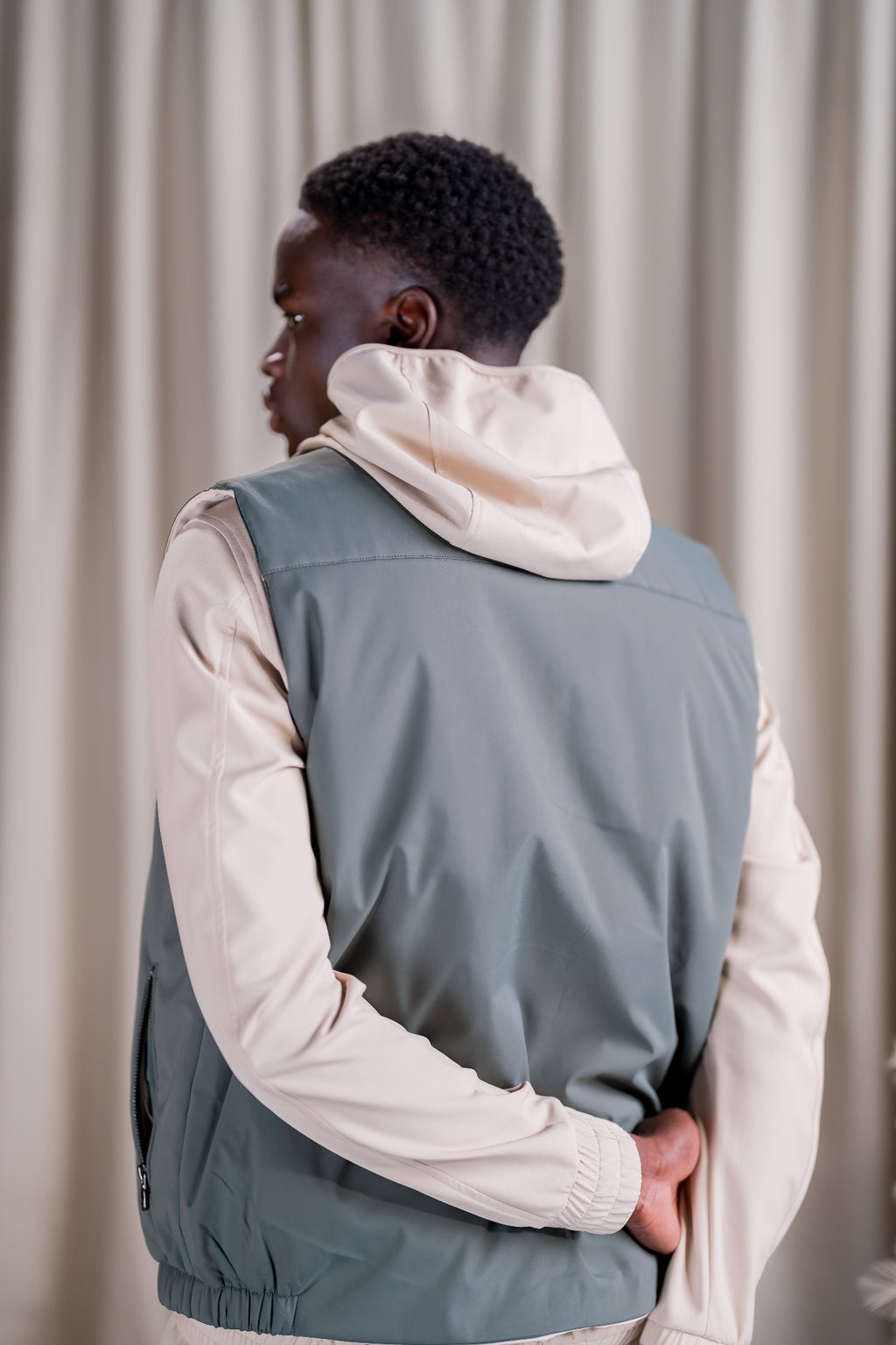 REFLECTION BODY WARMER - GREEN/BEIGE