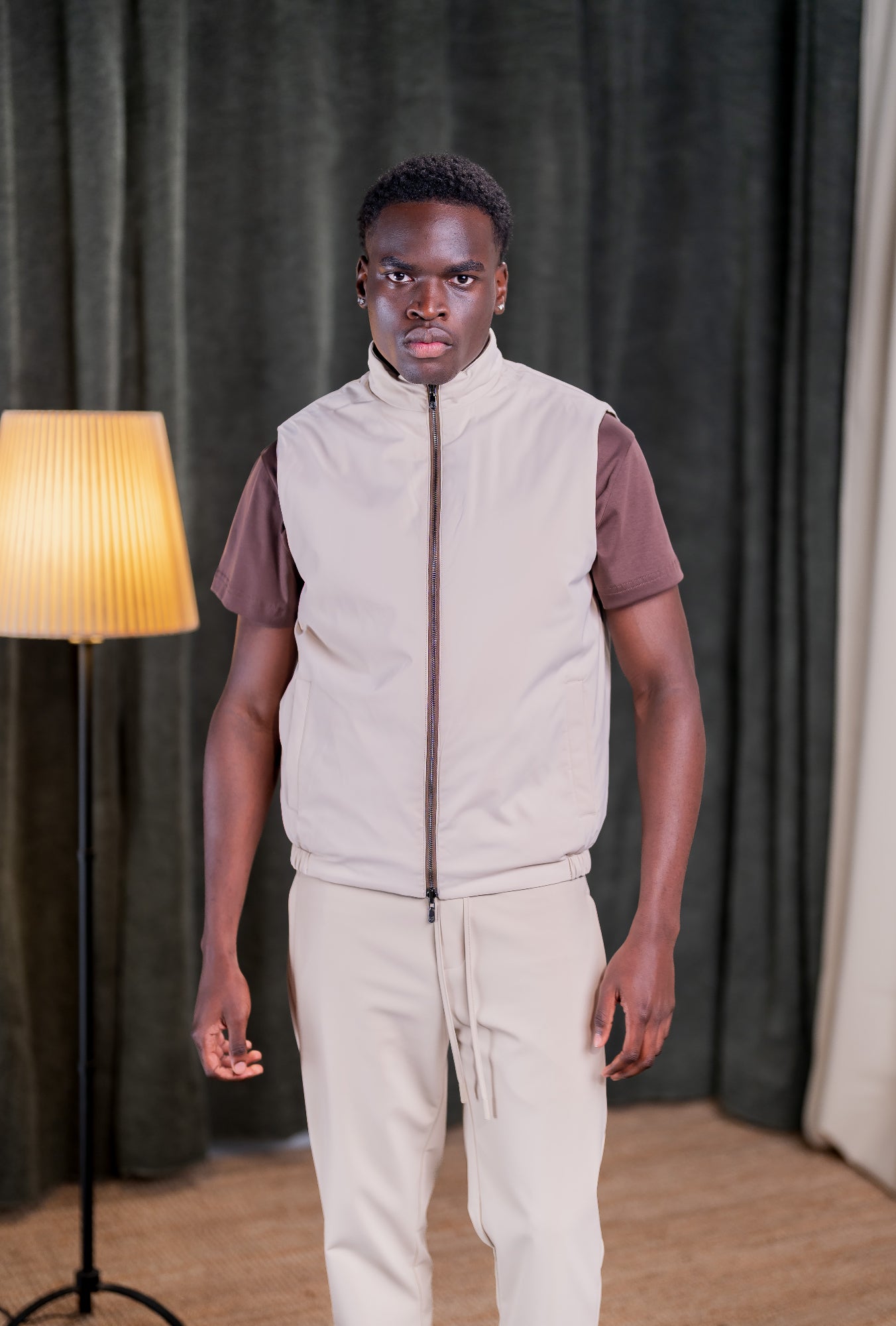 REFLECTION BODY WARMER - DARK BROWN/BEIGE