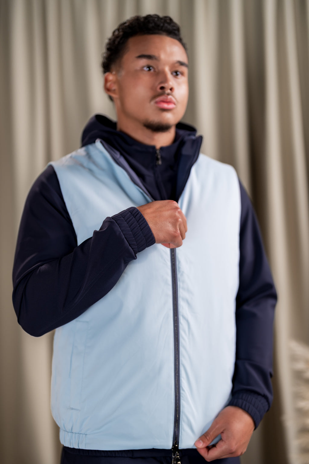 REFLECTION BODY WARMER - DARK BLUE/LIGHT BLUE