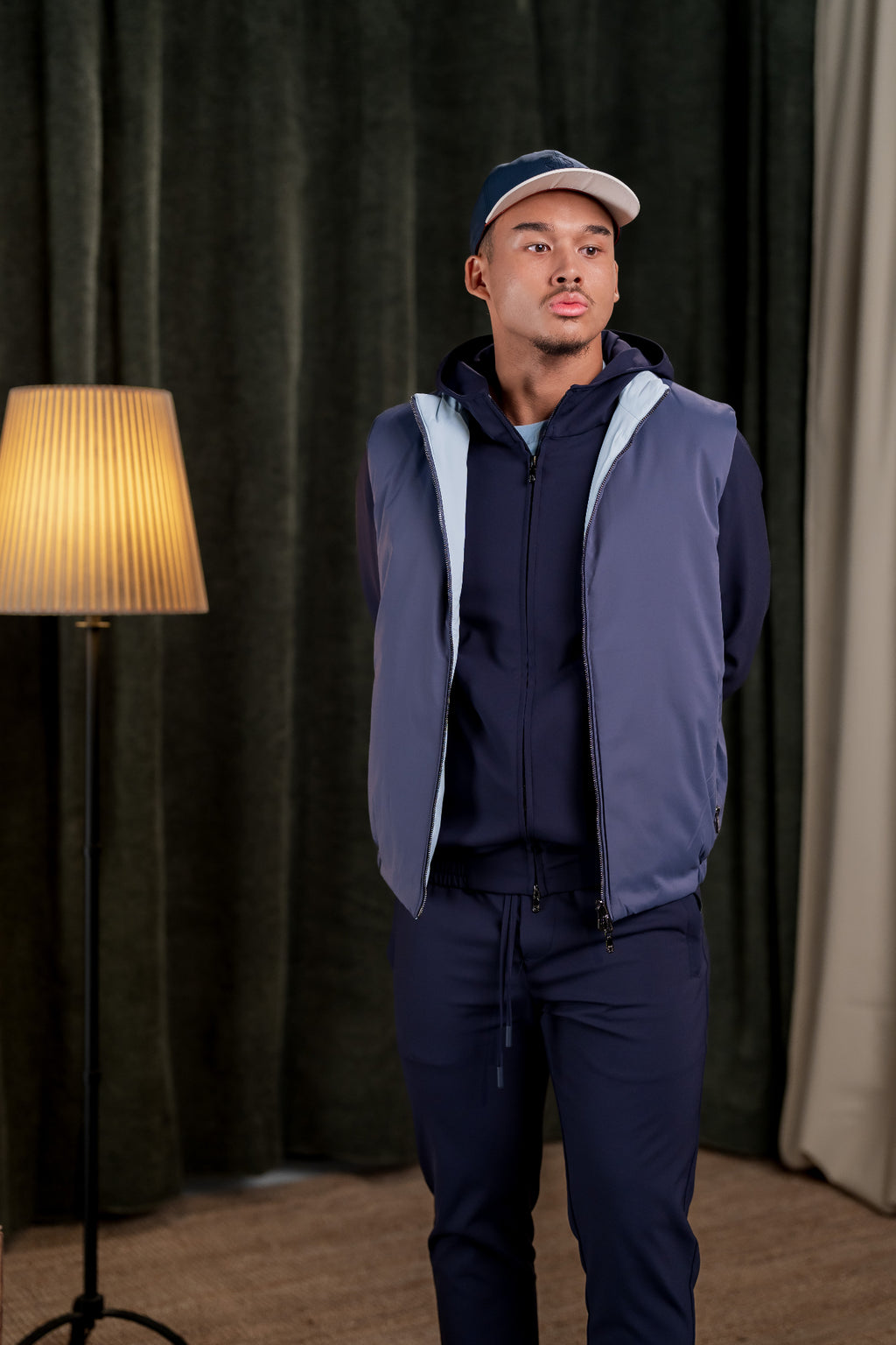 REFLECTION BODY WARMER - DARK BLUE/LIGHT BLUE