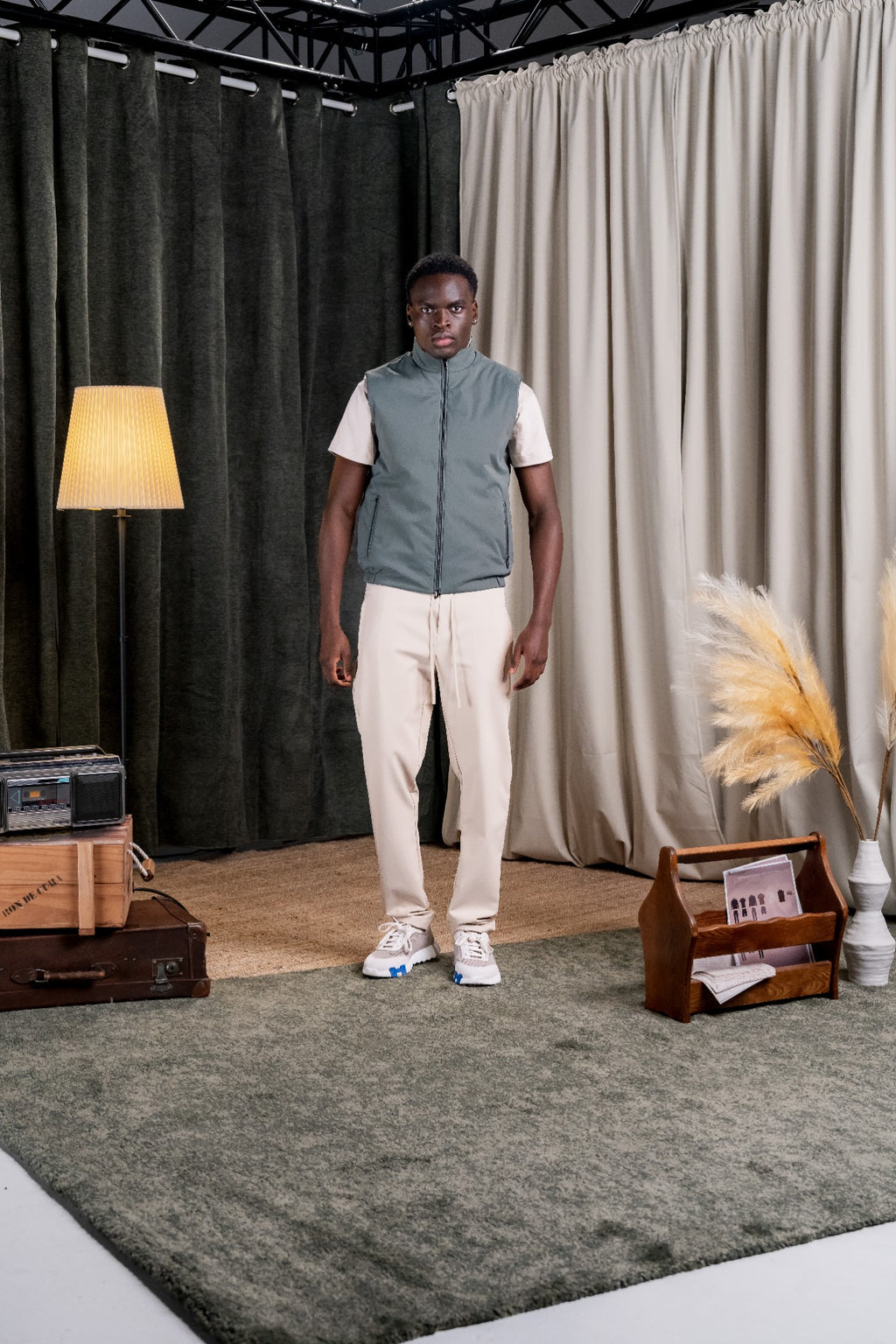 REFLECTION BODY WARMER - GREEN/BEIGE