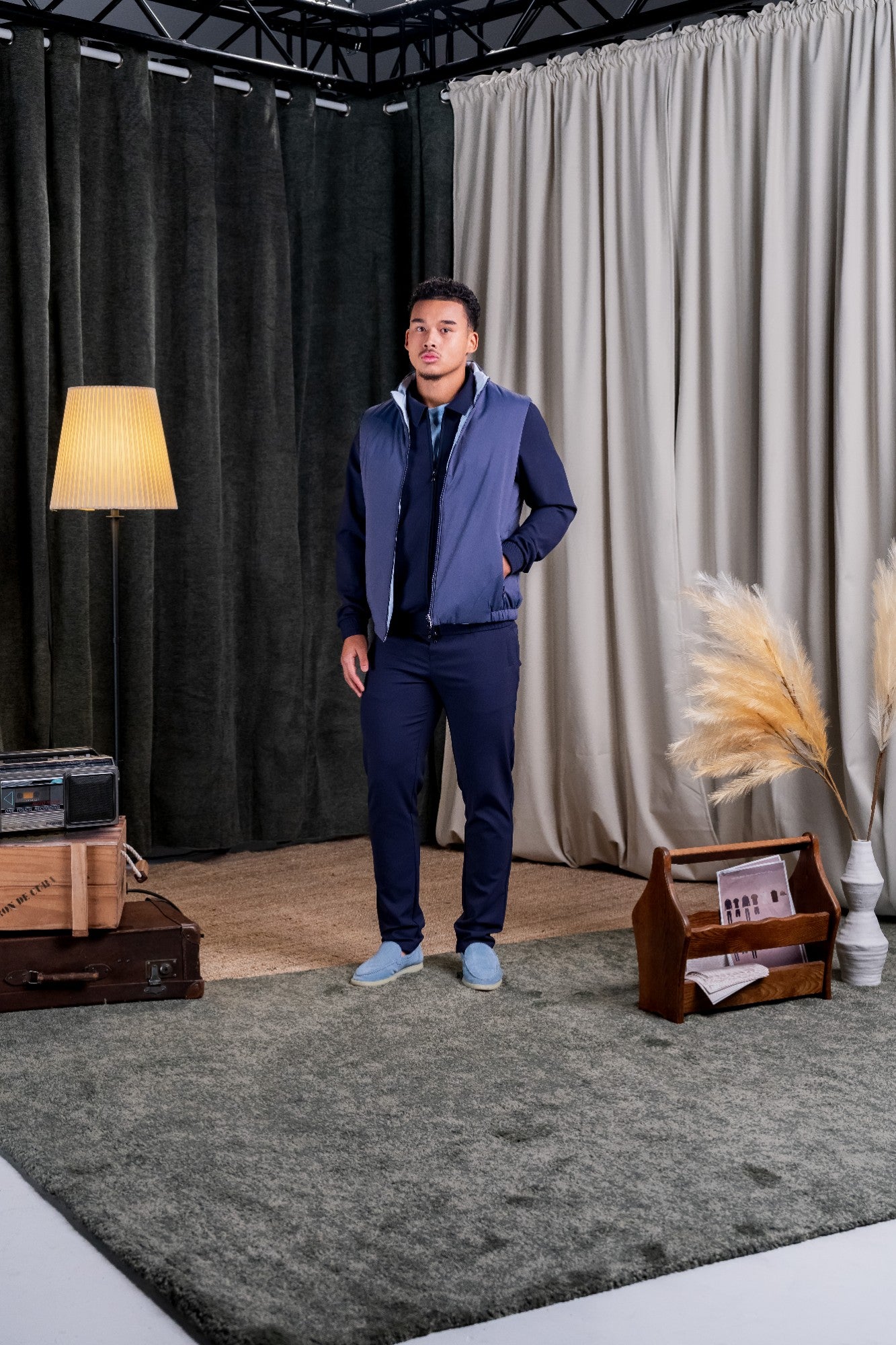 REFLECTION BODY WARMER - DARK BLUE/LIGHT BLUE