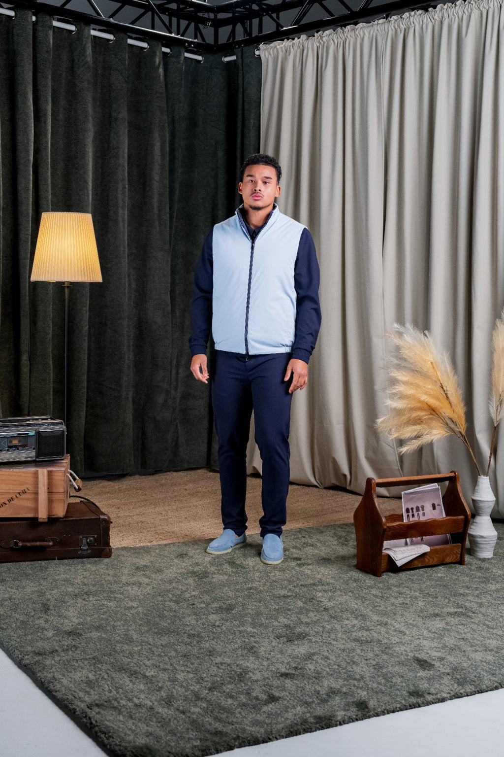 REFLECTION BODY WARMER - DARK BLUE/LIGHT BLUE